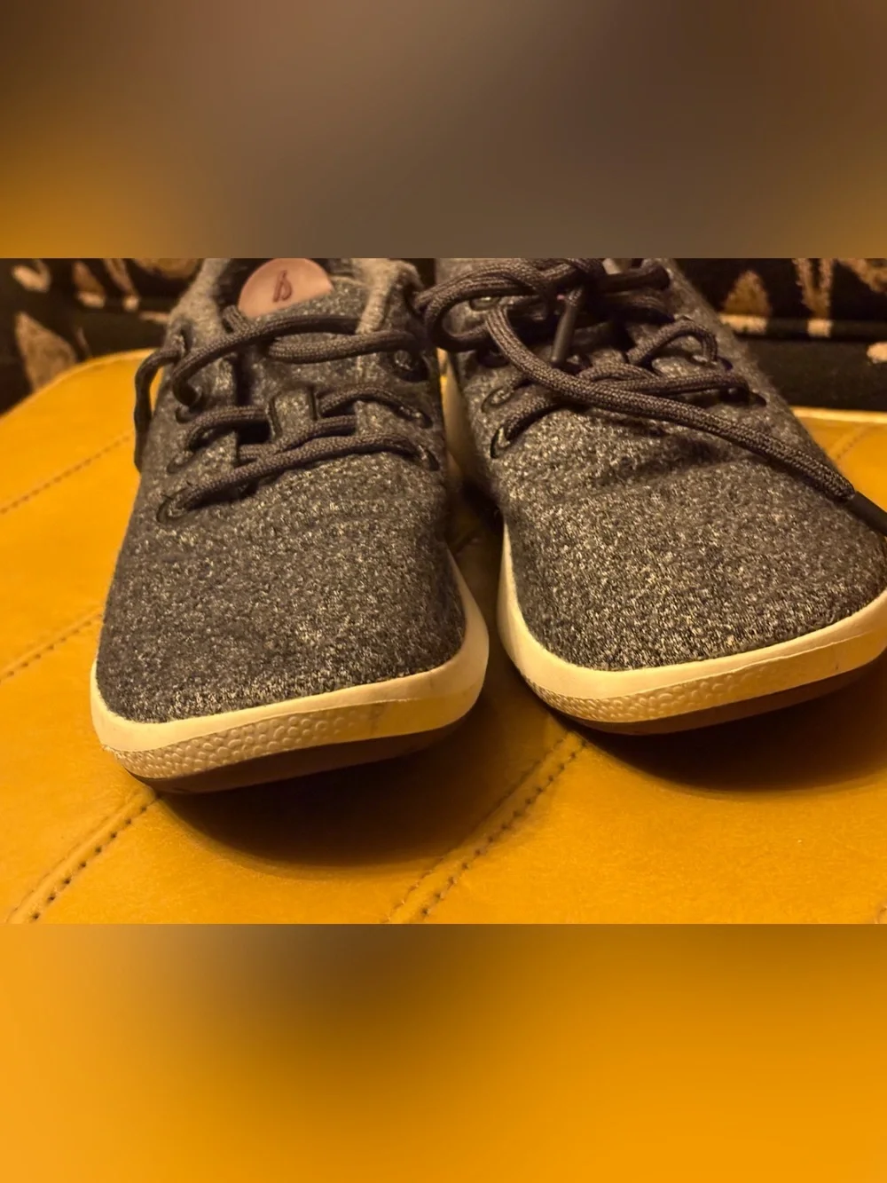 Gray Wool Knit Lace-Up Sneakers